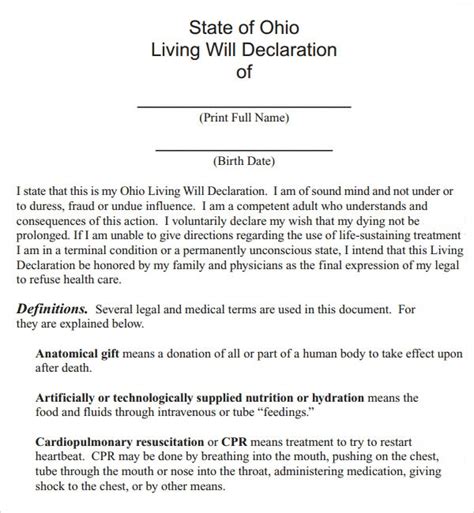 Living Will Template 8 Download Free Documents In Pdf