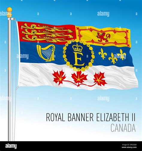 Royal Banner Of Queen Elizabeth Canada North American Country Vector