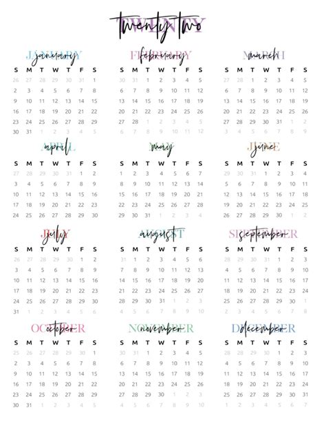 Free Printable 2022 Year Calendar World Of Printables Printable