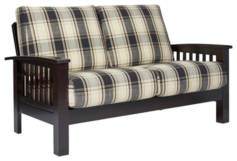 Maison Hill Mission Style Loveseat With Exposed Wood Frame Brown