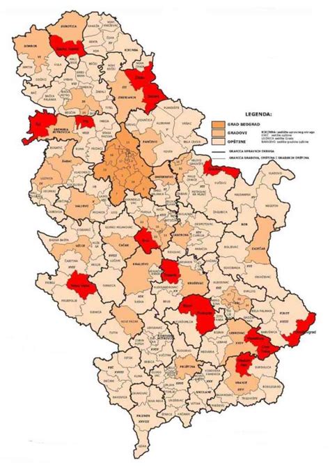 Gradovi Opštine Gradovi Mapa Srbije