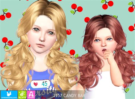 Double Wavy Ponytails Hairstyle J157 Candy Bar By Newsea Sims 3 Hairs