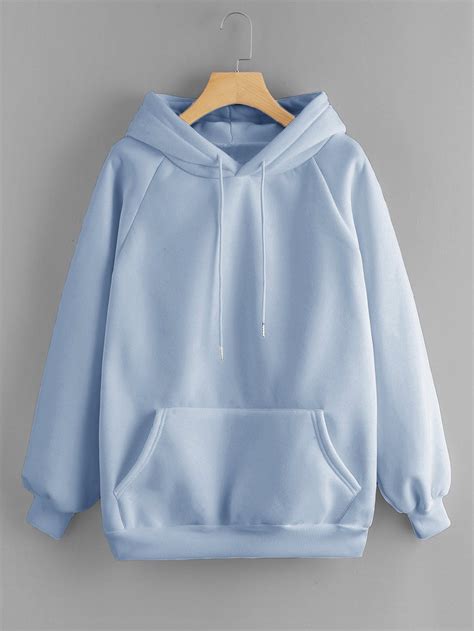 kangaroo pocket blue hoodie trendy hoodies solid hoodie sweatshirts women