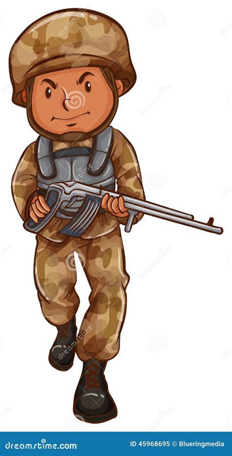 Un Dibujo De Un Soldado Con Un Arma Ilustración Del Vector Imagen