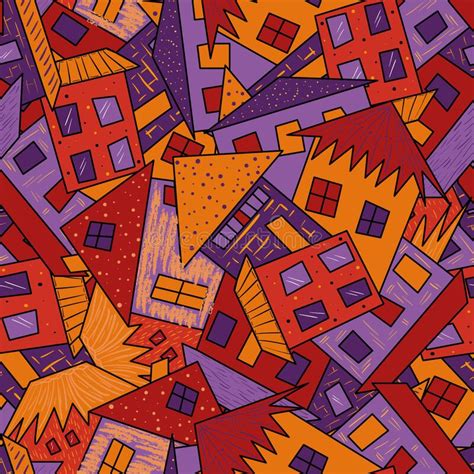 Pretty Houses Seamless Pattern Stock Vector Illustration Of Backdrop