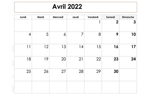 Gratuit Calendrier 2022 Avril Modèles Imprimables In Pdf