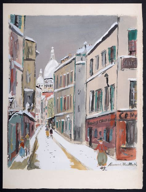 Maurice Utrillo La Rue Saint Rustique Montmartre 1950 Pochoir