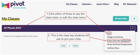 When students create an account in pivot interactives, they must click join a class. Making a Class, Inviting Students, and Managing the Roster ...
