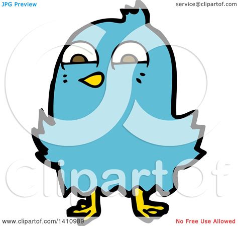 Clipart Of A Cartoon Blue Bird Royalty Free Vector
