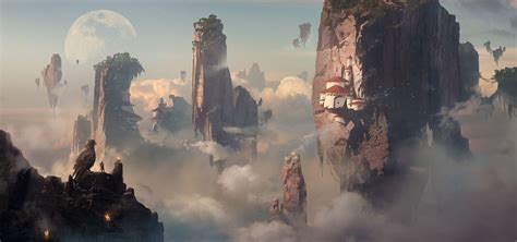 Flying Islands On Behance Fantasy Art Landscapes Cool Landscapes