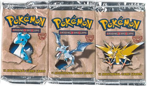 Pokemon Fossil Booster Pack X3 1 Pack Of Each Art Zapdos Lapras