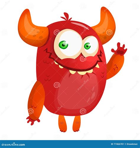 Cute Cartoon Monster Halloween Vector Red Monster Stock Vector