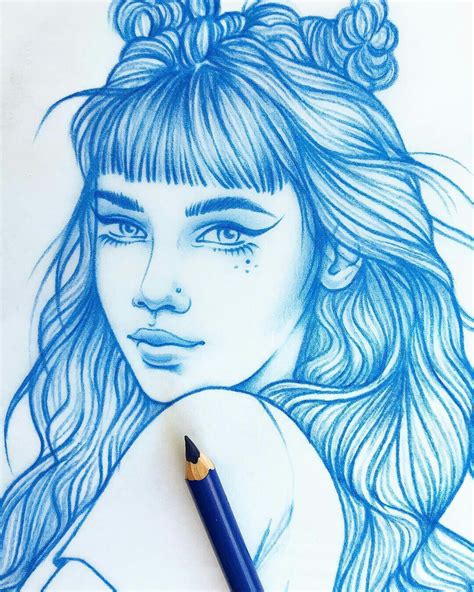 Omg How Prettyy 😍😍💙💙 Credit To The Artist💓💓 Girl Drawing Sketches Portrait Sketches Pencil