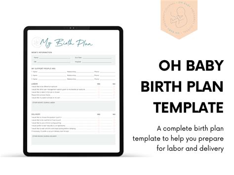 Printable Birth Plan Template Etsy