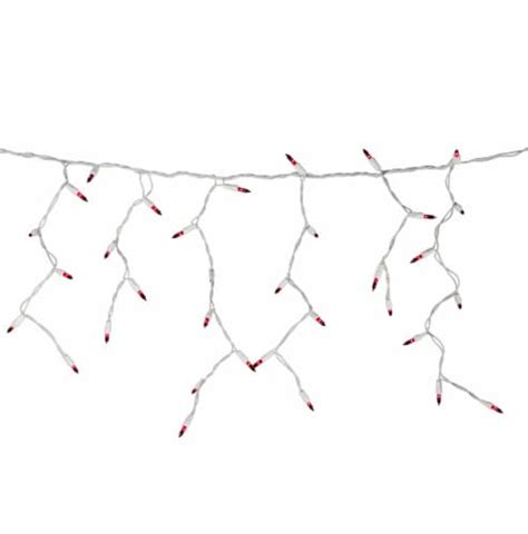 Brite Star Set Of 100 Red Mini Icicle Christmas Lights 78ft White