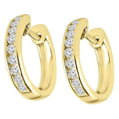 Majesty Diamonds Channel Set Diamond Huggie Hoop Earrings In 14k