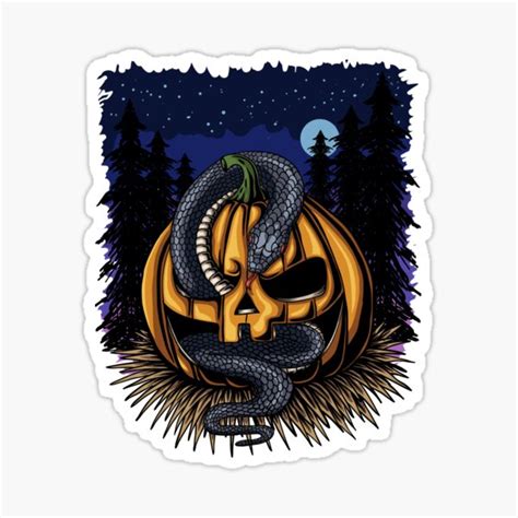 Halloween Pumpkin Snake Vector Illustration Sticker For Sale By
