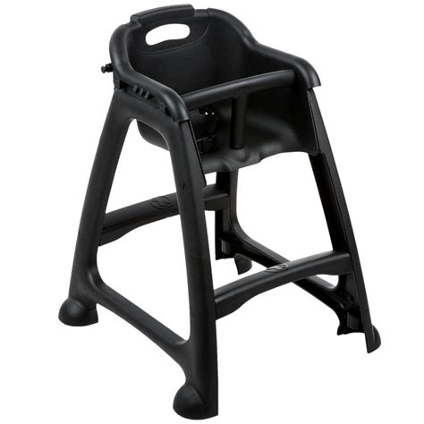 Our range is designed with rounded edges, a safety belt and a wide, stable base. Lancaster Table & Seating Assembled Black Stackable Plastic Restaurant High Chair with Tray (No ...