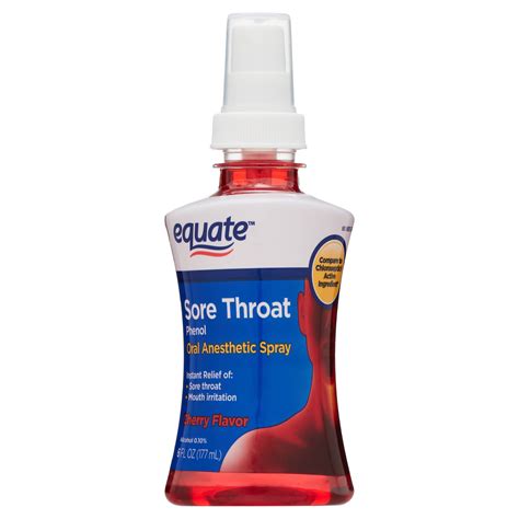 Equate Sore Throat Oral Anesthetic Spray Cherry Flavor 6 Fl Oz