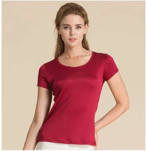Summer Women 100 Real Silk T Shirt Casual Knitted Shirts Comfortable