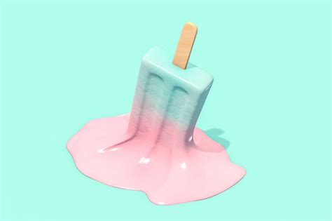 Melting Ice Cream Stick Popsicle Konsep Musim Panas Minimal Foto Stok