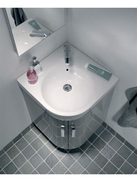 Modern Grey Corner Vanity Unit With Wall Hung Design