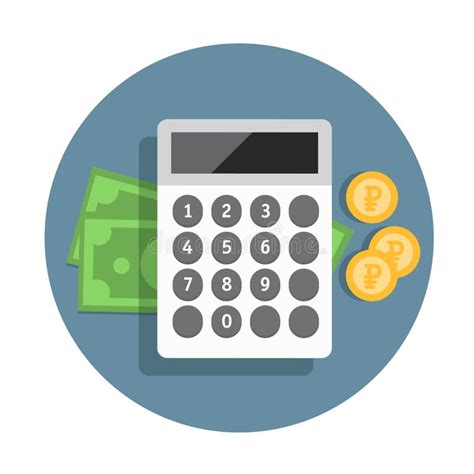 Icono Financiero Con El Dinero Y La Calculadora Ilustración Del Vector