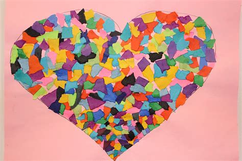2 Soul Sisters Art Ed Torn Paper Collage Hearts