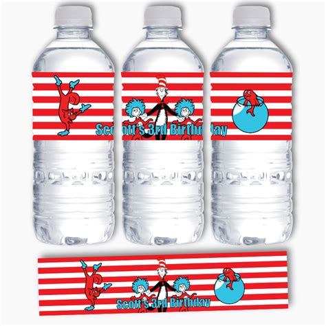 Personalised Dr Seuss Party Water Bottle Labels