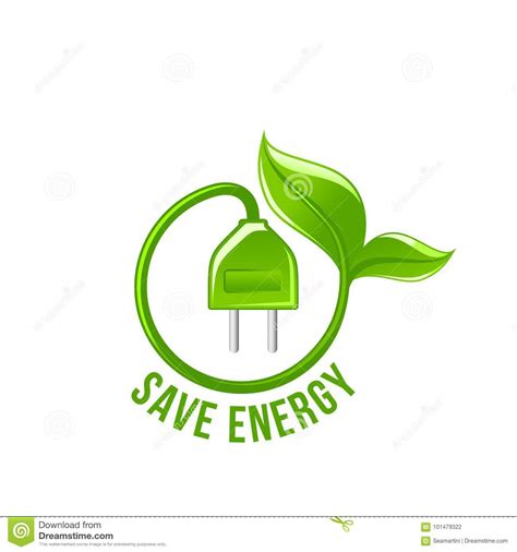Green Leaf Electric Plug Save Energy Vector Icon Stock Vector