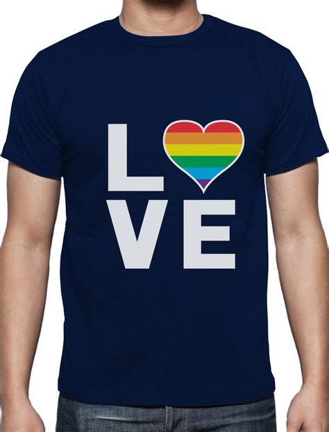 Gildan Graphic T Shirts Love Rainbow Heart Gay Lesbian Equal Rights