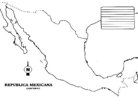 Pinto Dibujos Mapa Del Contorno De México Para Colorear
