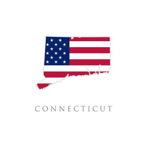 Shape Of Connecticut State Map With American Flag Vector Illustration