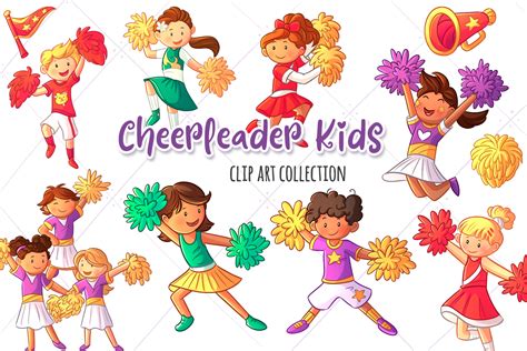 Cheerleader Kids Clip Art Collection By Keepin It Kawaii Thehungryjpeg