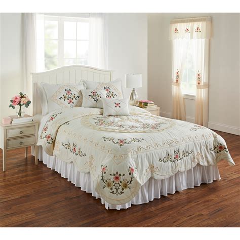 Ava Oversized Embroidered Cotton Quilt Plus Size Quilts And Coverlets