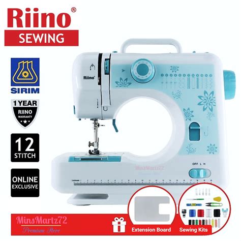 Riino Tiffany Sewing Machine Dual Speed With 12 Stitch Patterns Free
