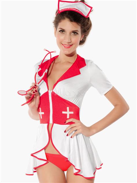 Piece Two Tone Polyester Sexy Nurse Bedroom Costume Milanoo Com