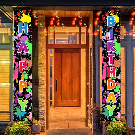 Buy Glow In The Dark Party Supplies Neon Birthday Door Banner Glow