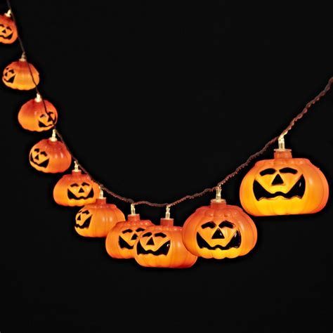 10 Grinning Pumpkin Battery Fairy Lights Halloween Fairy Pumpkin