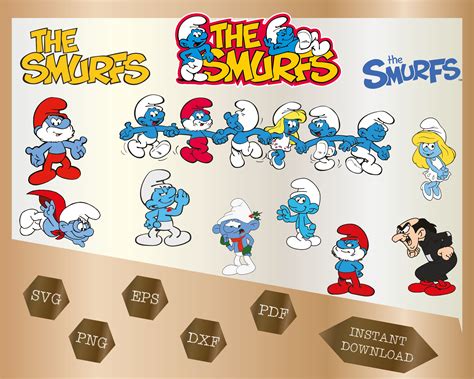 Smurfs Svg Bundle Smurfs Characters Stickers Papa Smurf Svg Etsy New