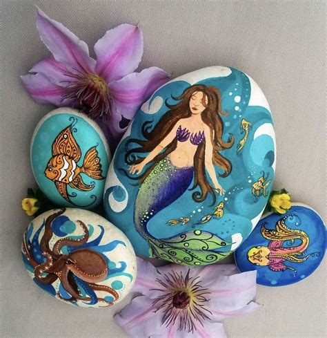 Pin By Anna On Mermaid Painted Rocks Painted Rocks Rock Crafts