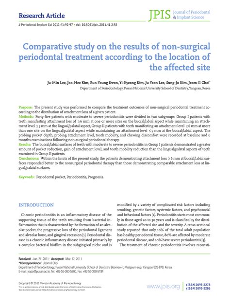 PDF Comparative Study On The Results Of Non Surgical Periodontal