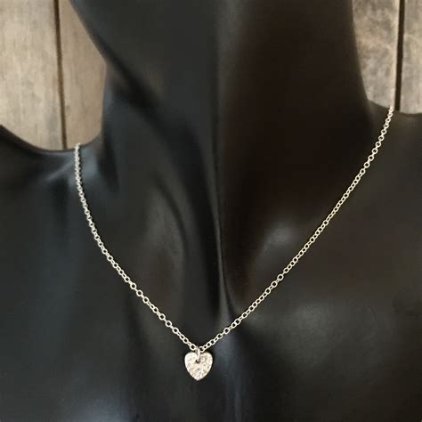 Silver Necklace Dainty Necklace Sterling Silver Necklace Heart Etsy