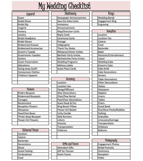 24 Detailed Wedding Checklist Excel