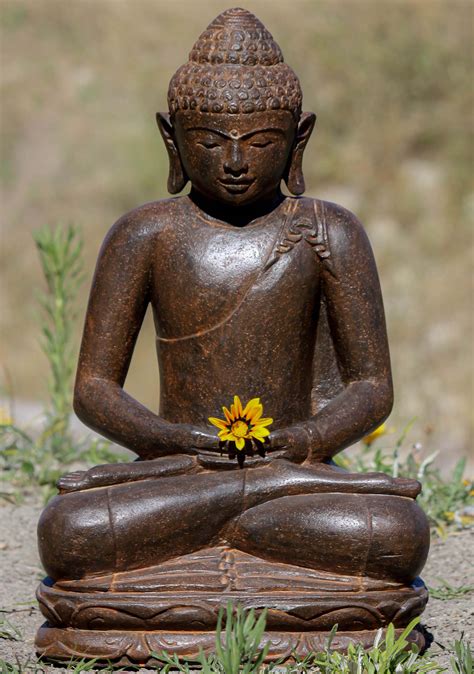 SOLD Stone Meditating Garden Buddha Sculpture 20.5