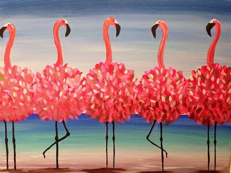 Flamingo Beach In 2021 Summer Painting Canvas Painting Flamingo Art