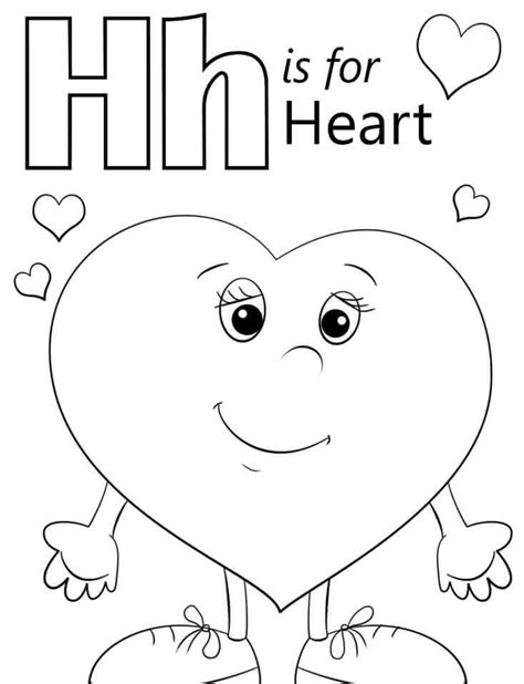 Corazón Letra H Para Colorear Imprimir E Dibujar Coloringonlycom