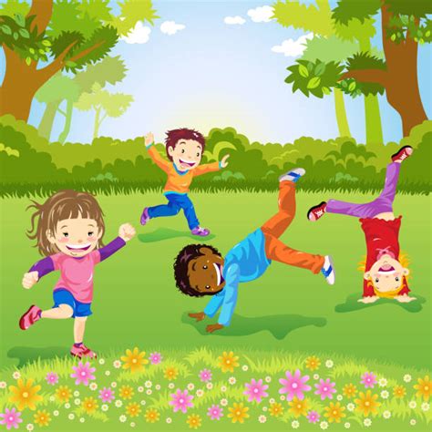 Black Children Playing Outside Illustrations Royalty Free Vector