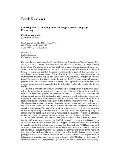 Pdf Spotting And Discovering Terms Through Natural Language Processing
