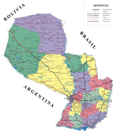 Grande Detallado Mapa Administrativo De Paraguay Con Carreteras Y Todas